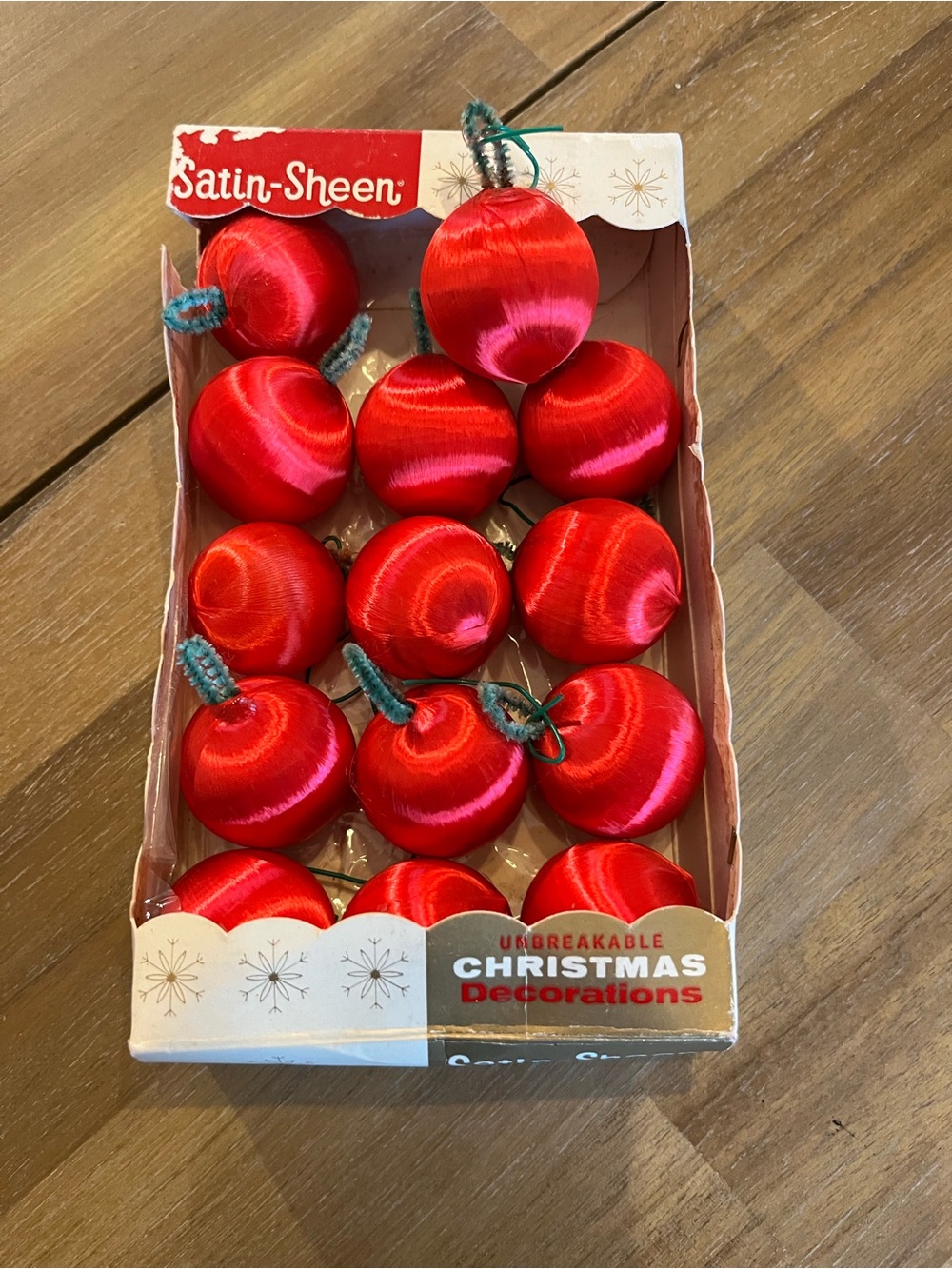 Vintage Satin-Sheen Red Unbreakable Christmas
Ornaments
